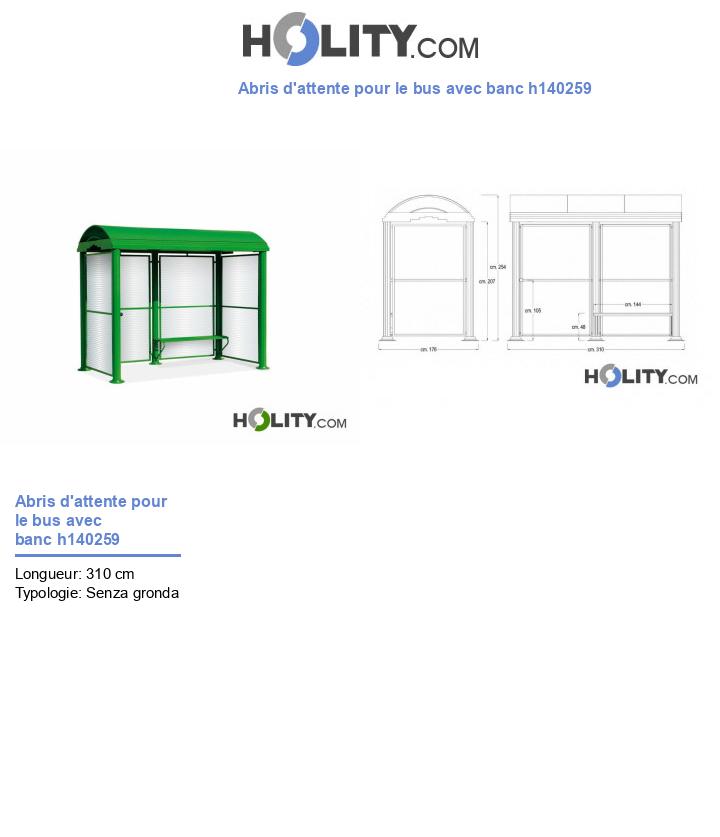 Abris d'attente pour le bus avec banc h140259