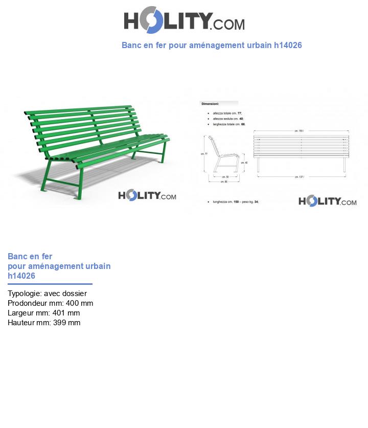 Banc en fer pour aménagement urbain h14026