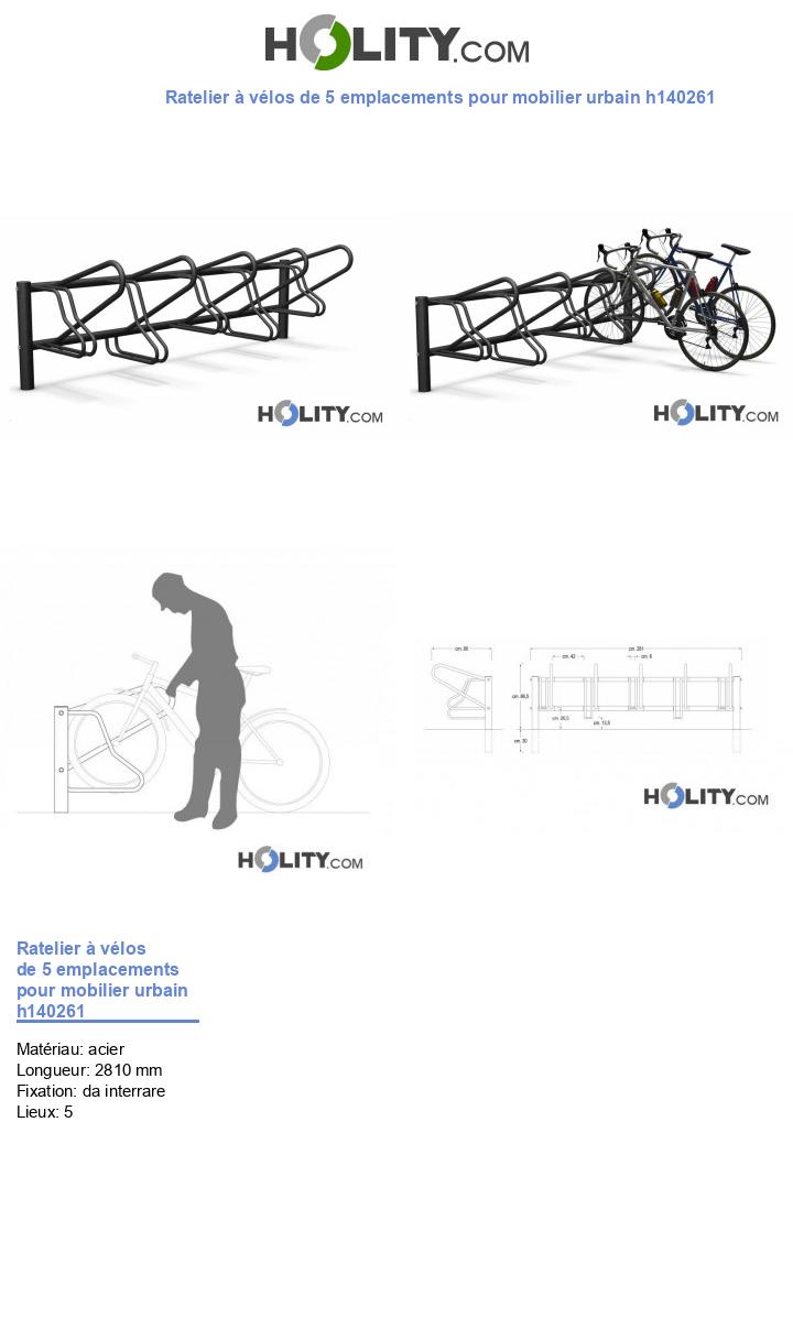 Ratelier à vélos de 5 emplacements pour mobilier urbain h140261