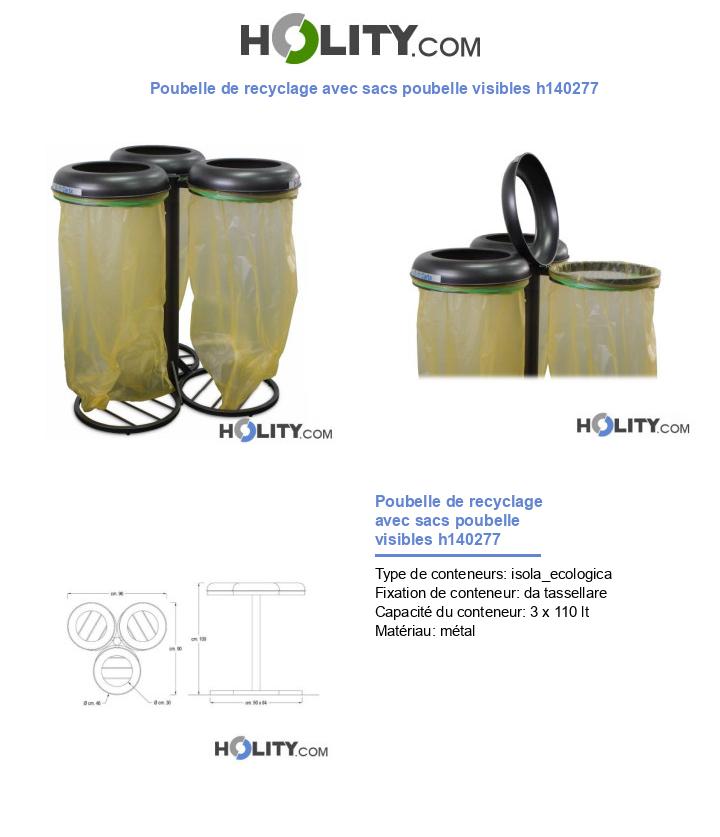 Poubelle de recyclage avec sacs poubelle visibles h140277