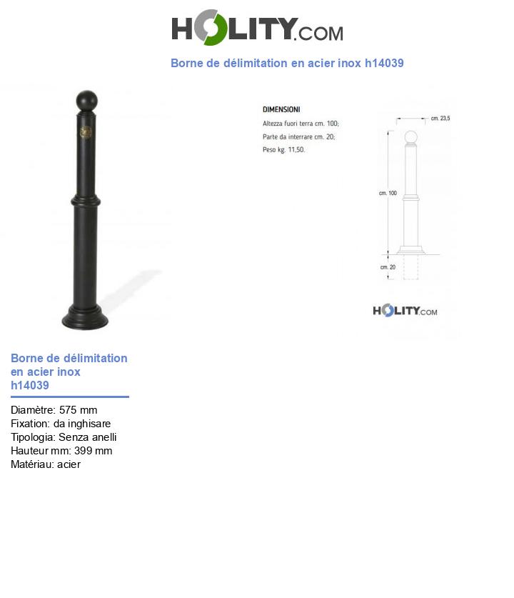 Borne de délimitation en acier inox h14039