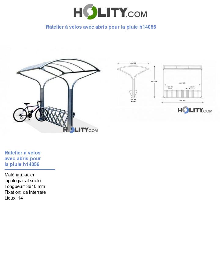 Râtelier à vélos avec abris pour la pluie h14056