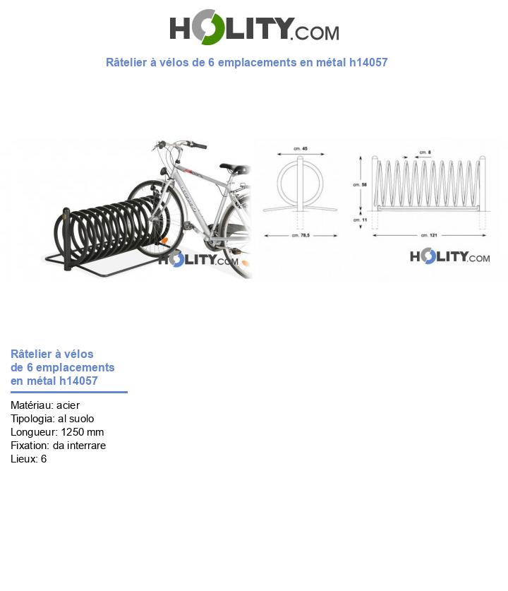 Râtelier à vélos de 6 emplacements en métal h14057