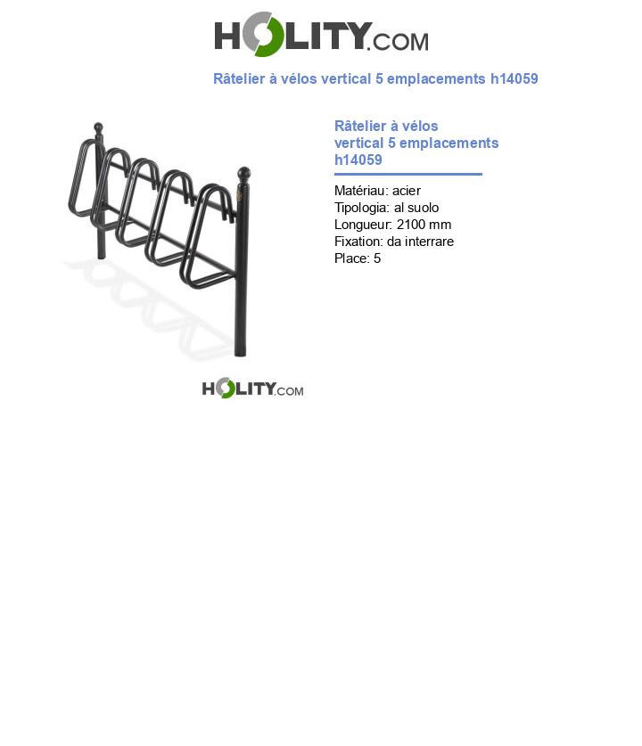 Râtelier à vélos vertical 5 emplacements h14059