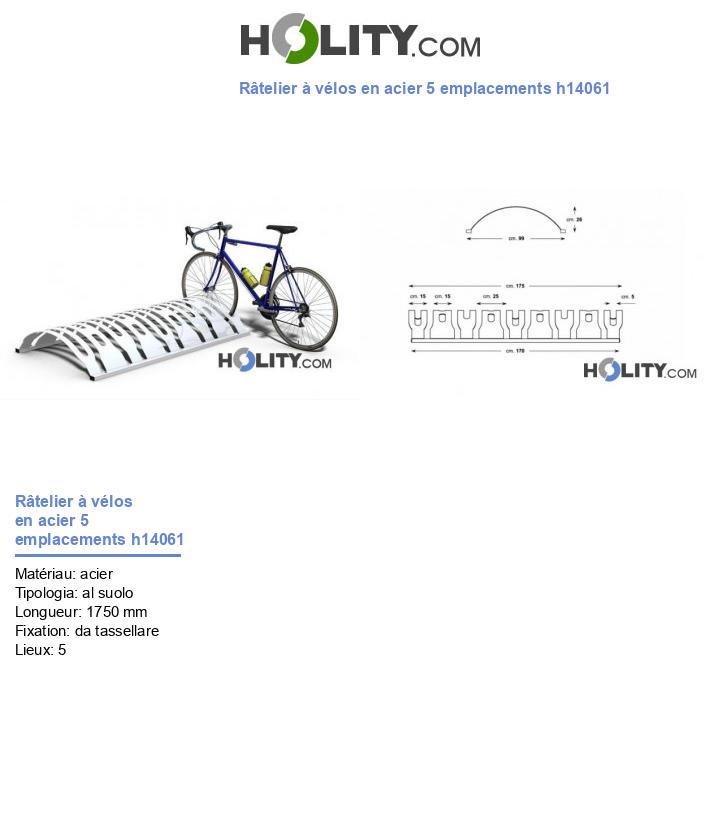 Râtelier à vélos en acier 5 emplacements h14061