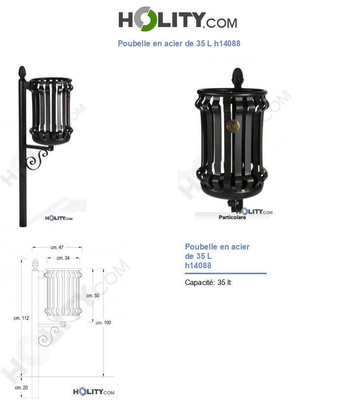 Poubelle en acier de 35 L h14088