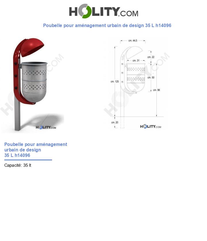 Poubelle pour aménagement urbain de design 35 L h14096