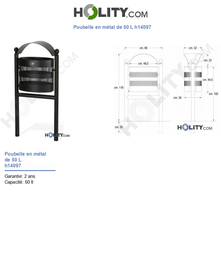Poubelle en métal de 50 L h14097