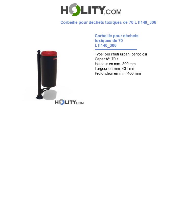 Corbeille pour déchets toxiques de 70 L h140_306