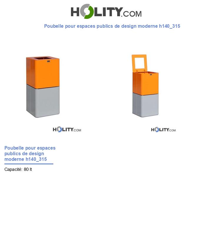 Poubelle pour espaces publics de design moderne h140_315