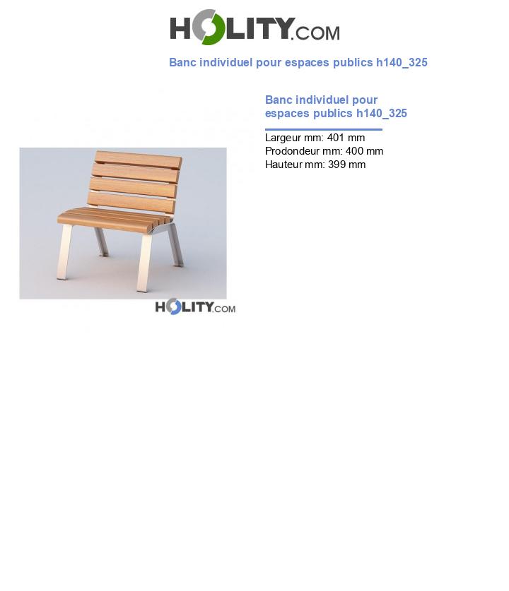 Banc individuel pour espaces publics h140_325