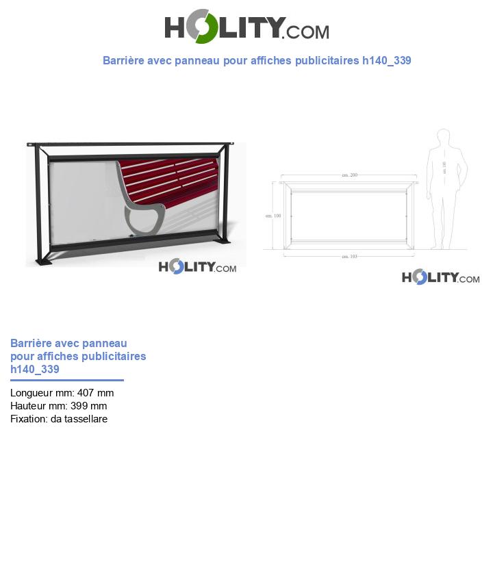 Barrière avec panneau pour affiches publicitaires h140_339