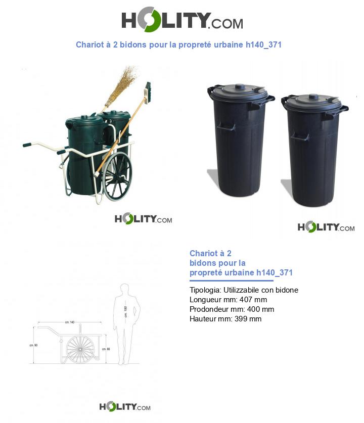 Chariot à 2 bidons pour la propreté urbaine h140_371