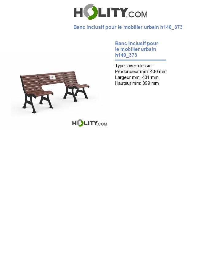 Banc inclusif pour le mobilier urbain h140_373