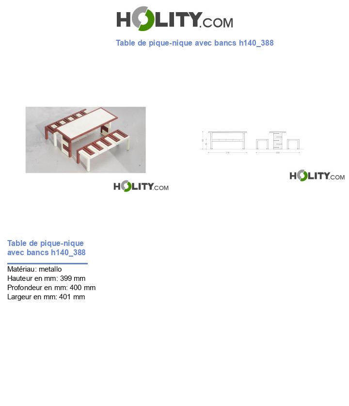 Table de pique-nique avec bancs h140_388