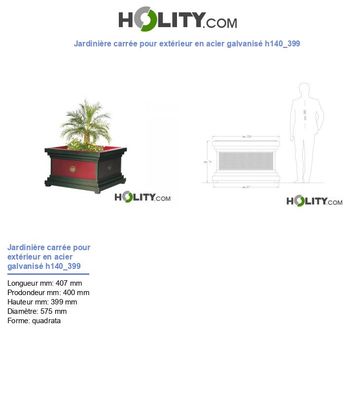 Jardinière carrée pour extérieur en acier galvanisé h140_399