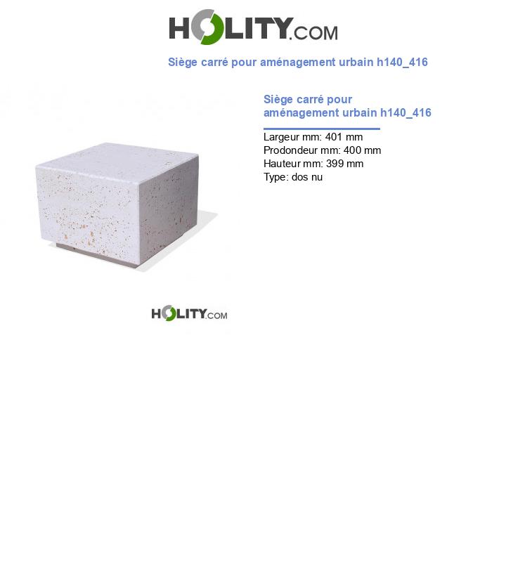 Siège carré pour aménagement urbain h140_416