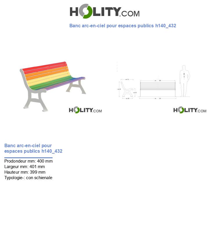 Banc arc-en-ciel pour espaces publics h140_432