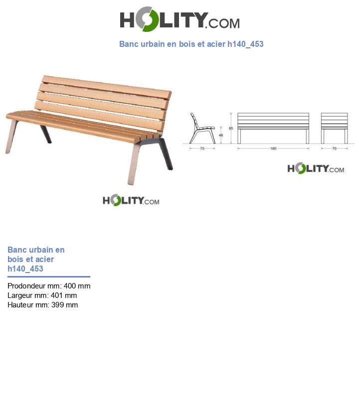 Banc urbain en bois et acier h140_453