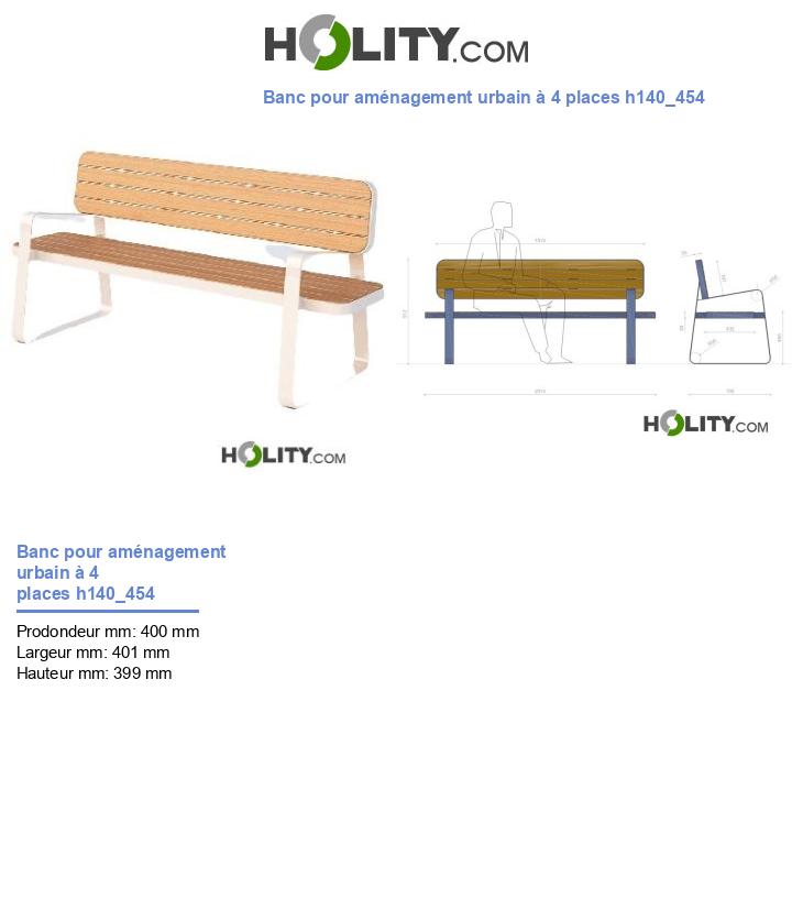 Banc pour aménagement urbain à 4 places h140_454