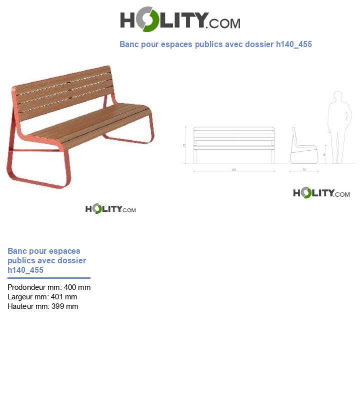 Banc pour espaces publics avec dossier h140_455