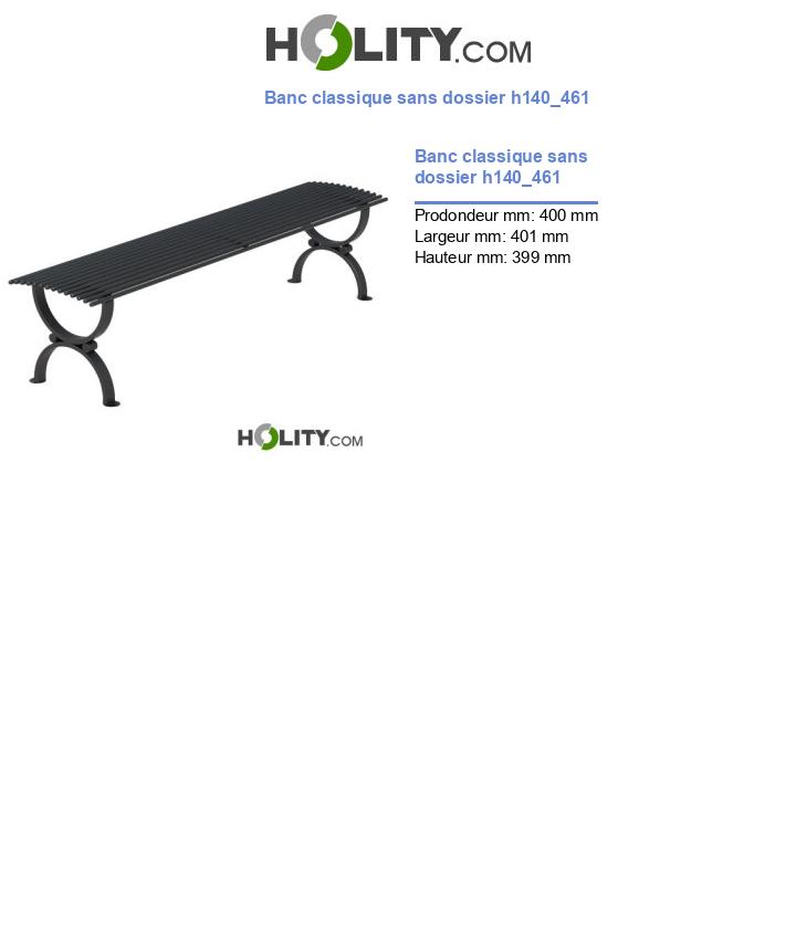 Banc classique sans dossier h140_461