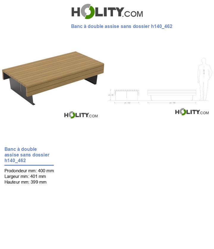 Banc à double assise sans dossier h140_462