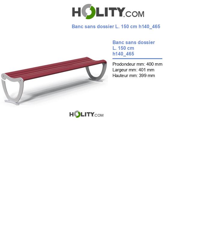 Banc sans dossier L. 150 cm h140_465