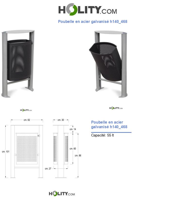 Poubelle en acier galvanisé h140_468