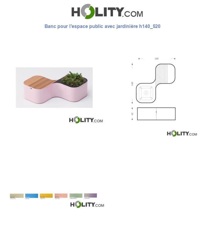 Banc pour l'espace public avec jardinière h140_520
