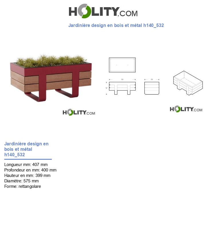 Jardinière design en bois et métal h140_532