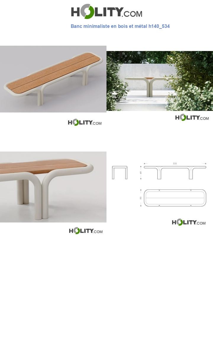 Banc minimaliste en bois et métal h140_534