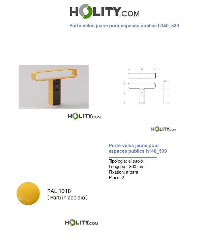 Porte-vélos jaune pour espaces publics h140_539