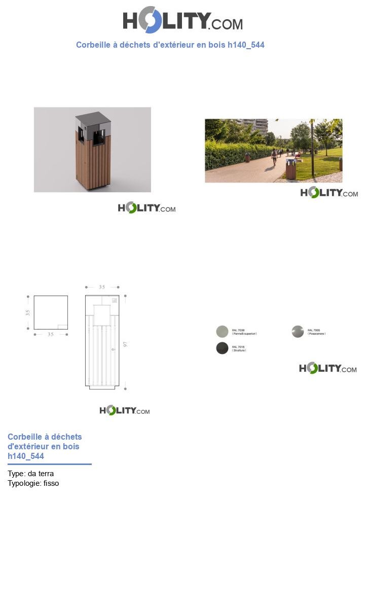 Corbeille à déchets d'extérieur en bois h140_544
