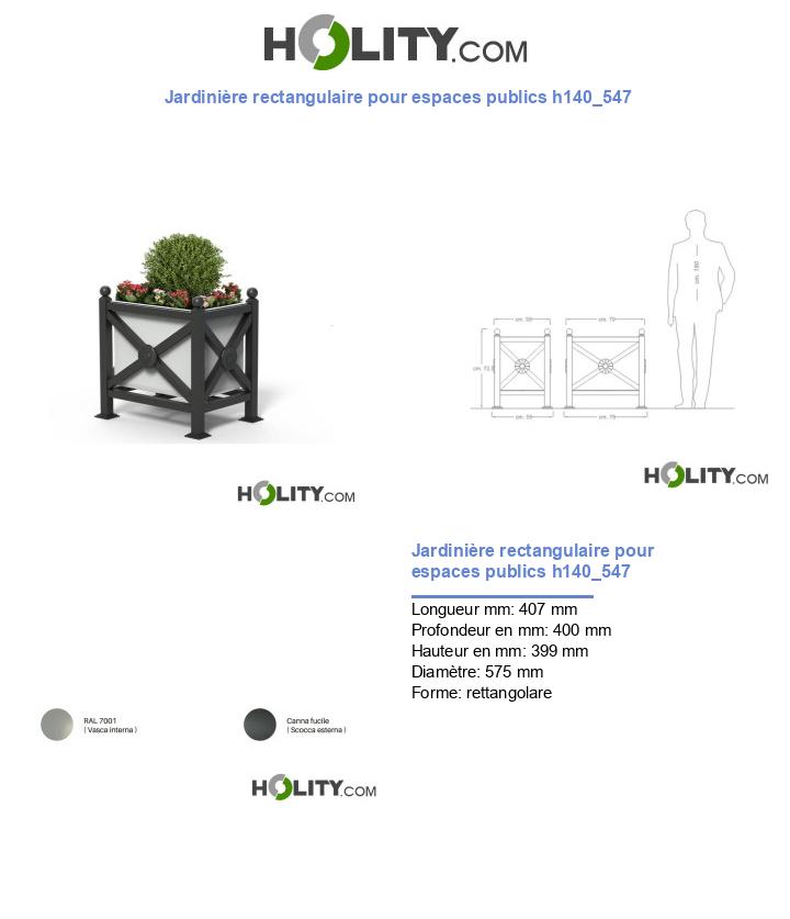 Jardinière rectangulaire pour espaces publics h140_547