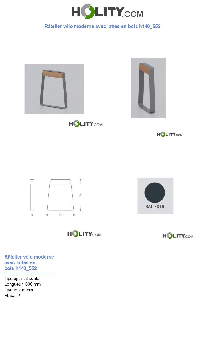 Râtelier vélo moderne avec lattes en bois h140_552