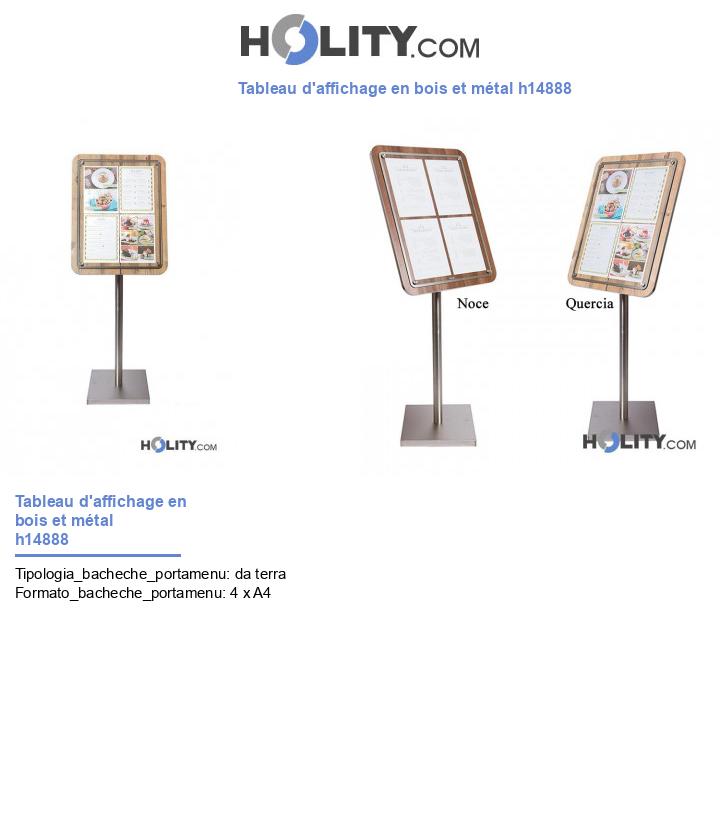 Tableau d'affichage en bois et métal h14888