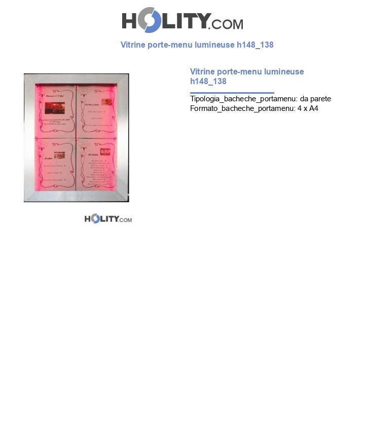 Vitrine porte-menu lumineuse h148_138