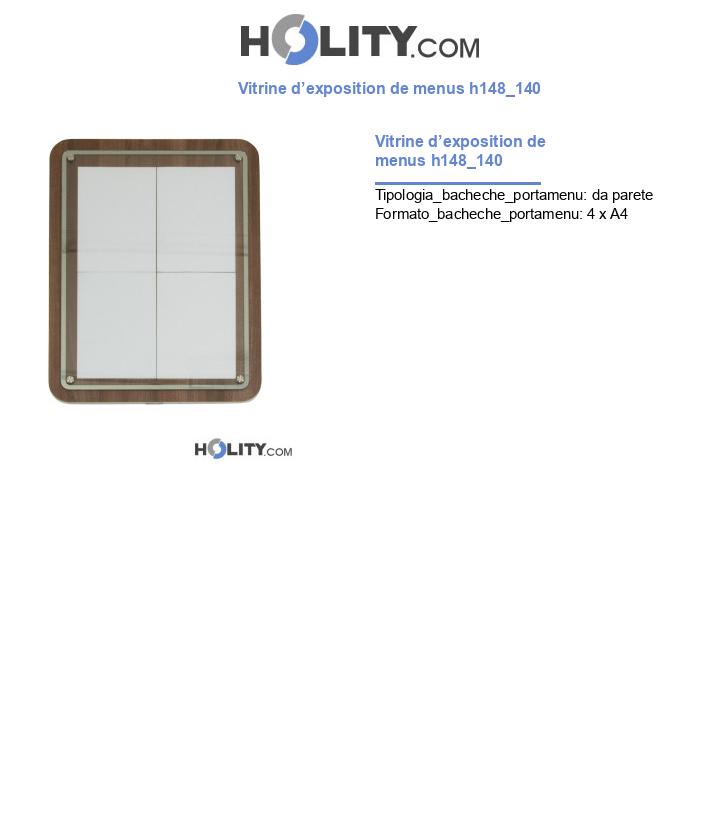 Vitrine d’exposition de menus h148_140
