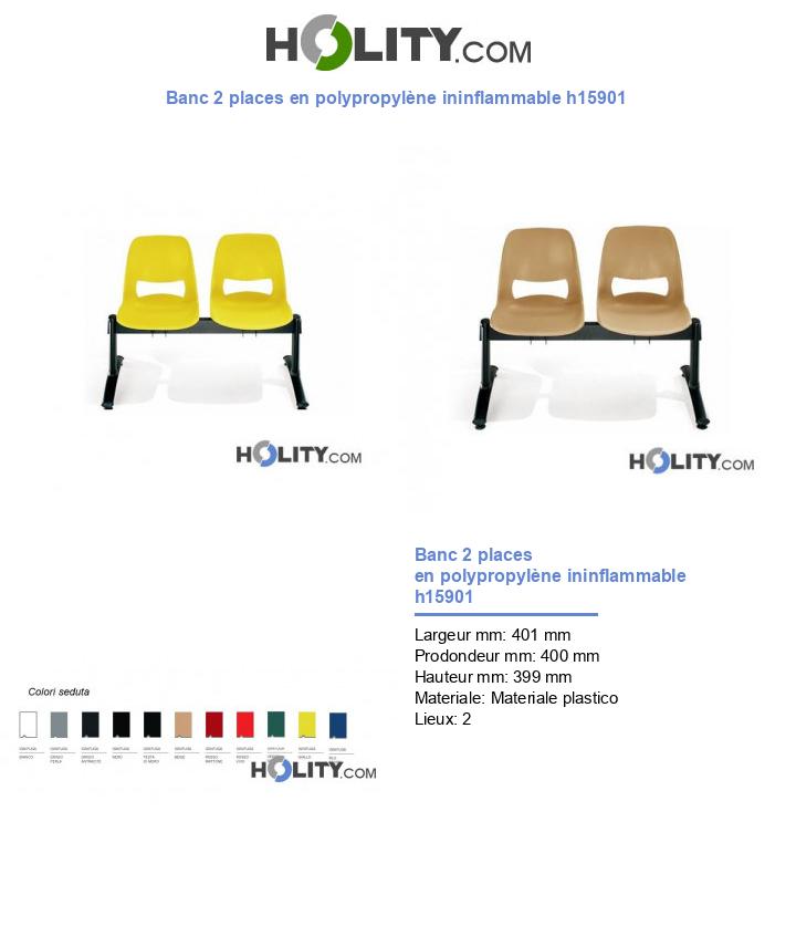 Banc 2 places en polypropylène ininflammable h15901