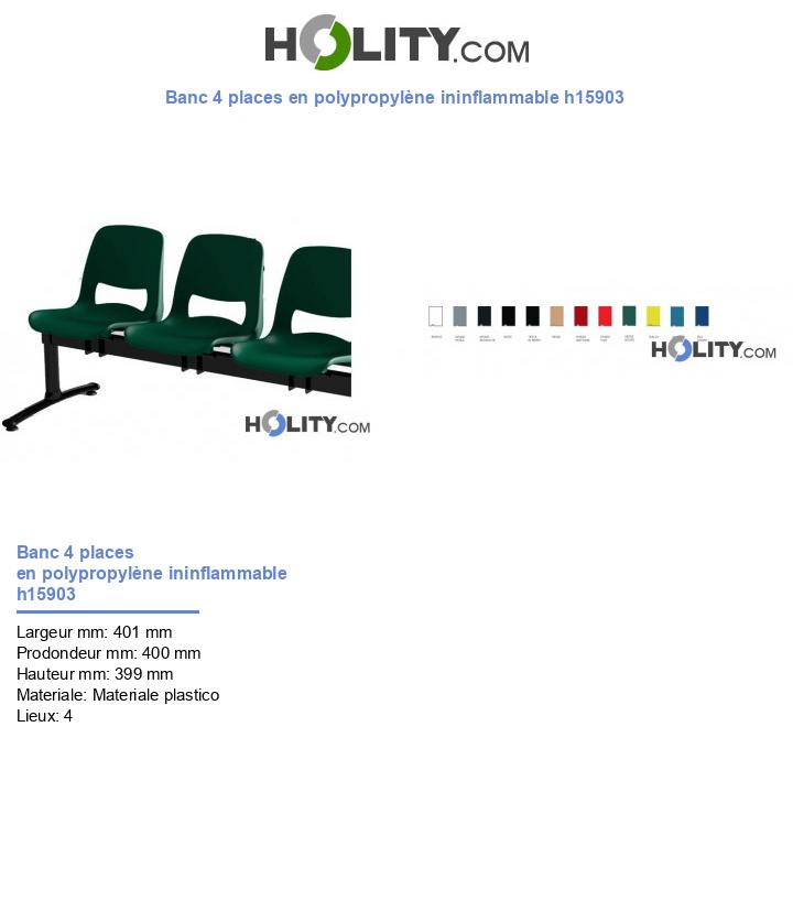 Banc 4 places en polypropylène ininflammable h15903