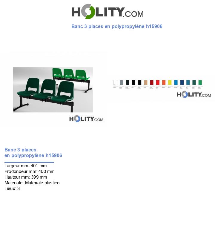 Banc 3 places en polypropylène h15906