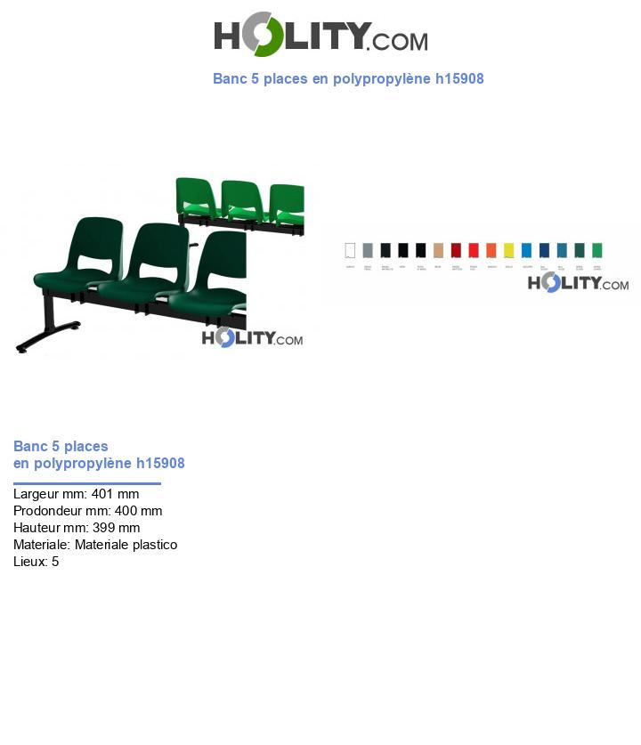 Banc 5 places en polypropylène h15908