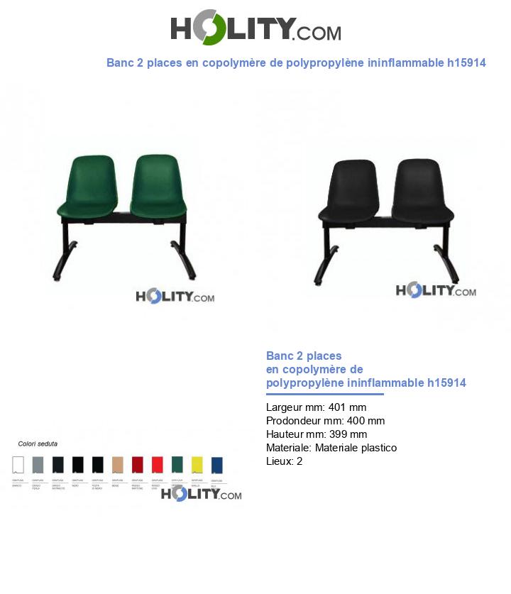 Banc 2 places en copolymère de polypropylène ininflammable h15914