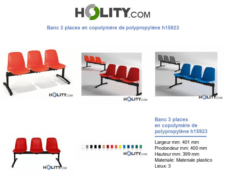 Banc 3 places en copolymère de polypropylène h15923