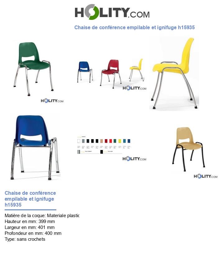 Chaise de conférence empilable et ignifuge h15935