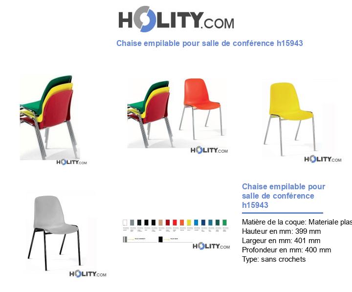 Chaise empilable pour salle de conférence h15943