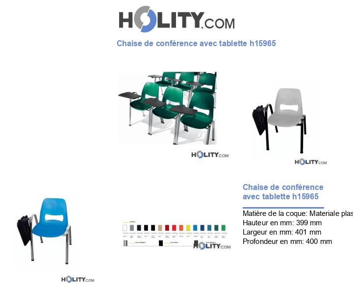 Chaise de conférence avec tablette h15965