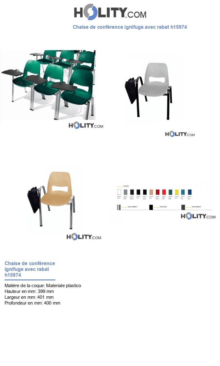 Chaise de conférence ignifuge avec rabat h15974