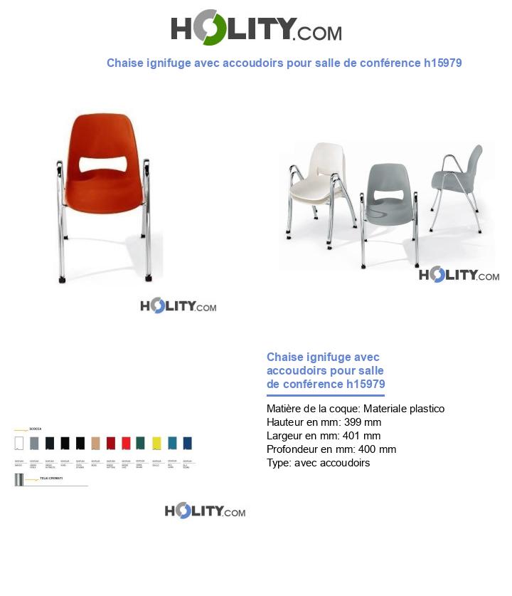 Chaise ignifuge avec accoudoirs pour salle de conférence h15979